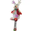 33 in. Pre-Lit Cotton Reindeer with Battery Operated LED Lights