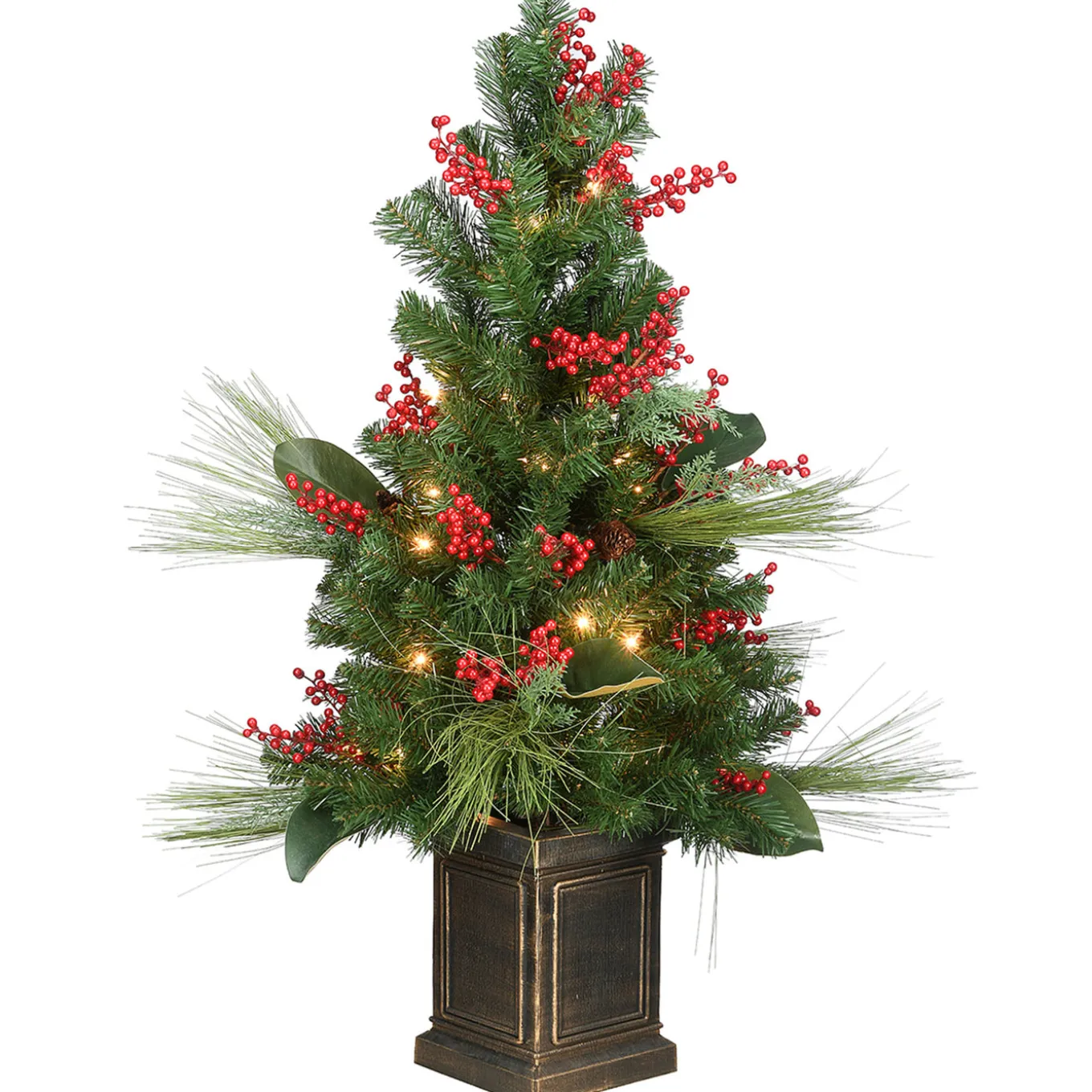 40 in. Pre-Lit Decorative Collection Magnolia Tree with Clear Lights