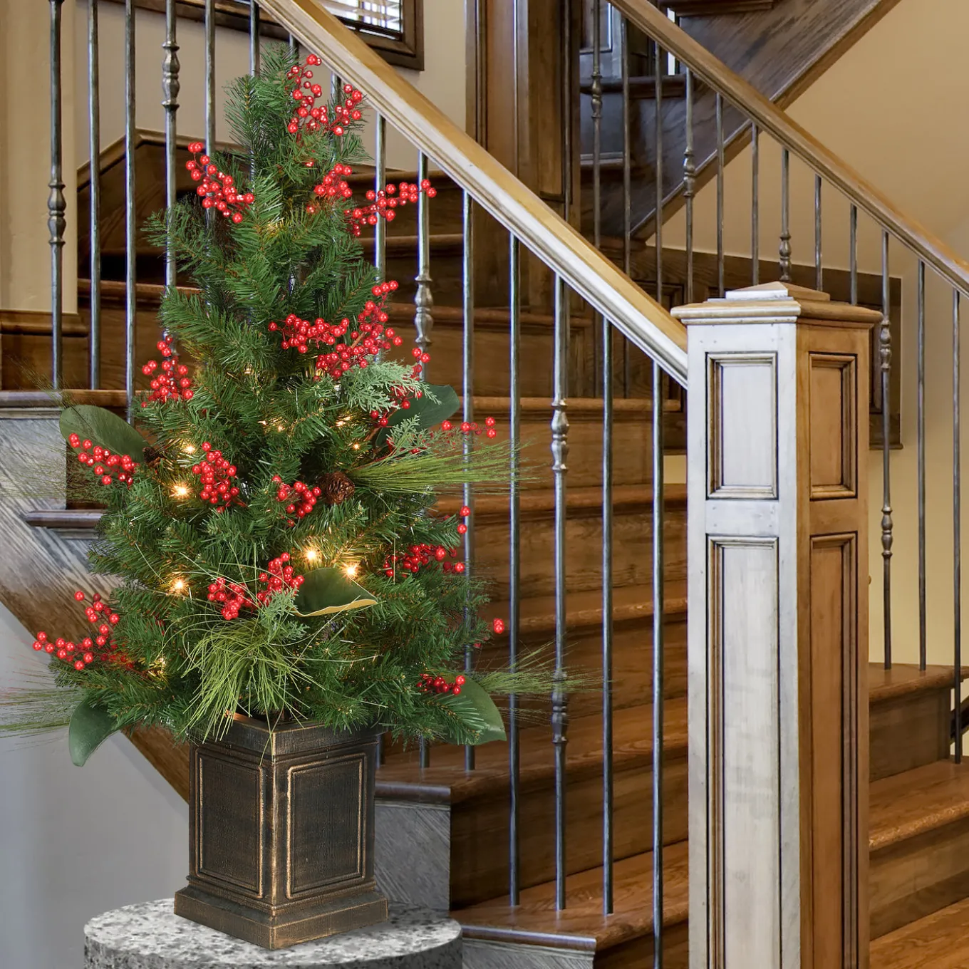 40 in. Pre-Lit Decorative Collection Magnolia Tree with Clear Lights