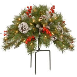 18 in. Pre-Lit Frosted Berry Urn Filler with LED Lights