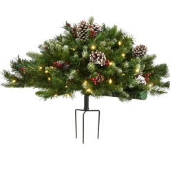 33 in. Pre-Lit Frosted Berry Urn Filler withLED Lights