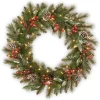 30 in. Pre-Lit Frosted Pine Berry Wreath with LED Lights