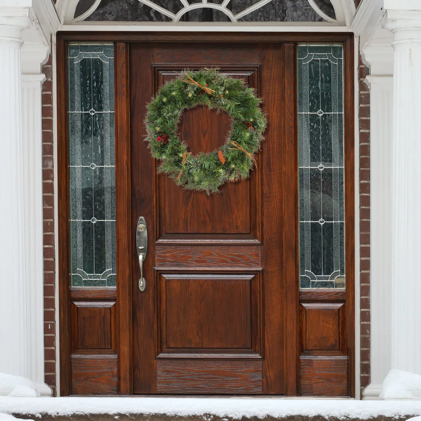 24 in. Pre-Lit Glistening Pine Wreath with LED Lights