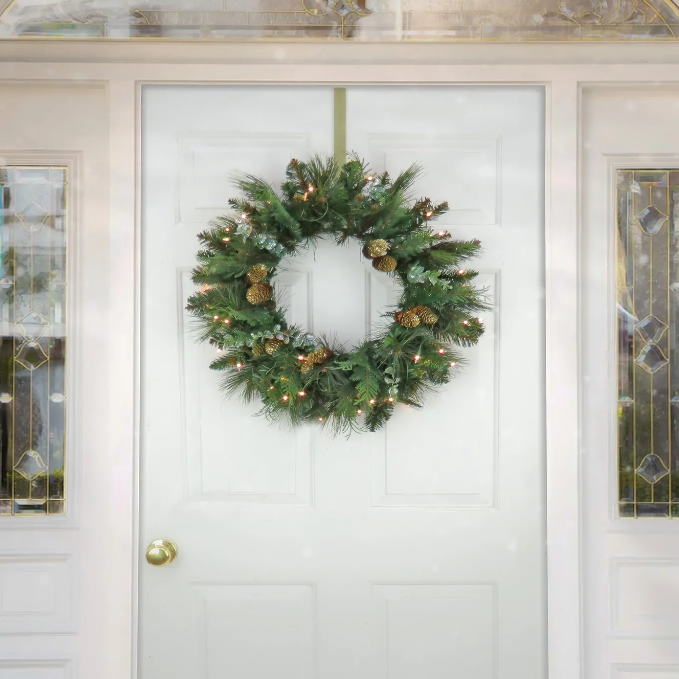 24 in. Pre-Lit North Conway Wreath with Clear Lights