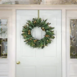 24 in. Pre-Lit North Conway Wreath with Warm White LED Lights