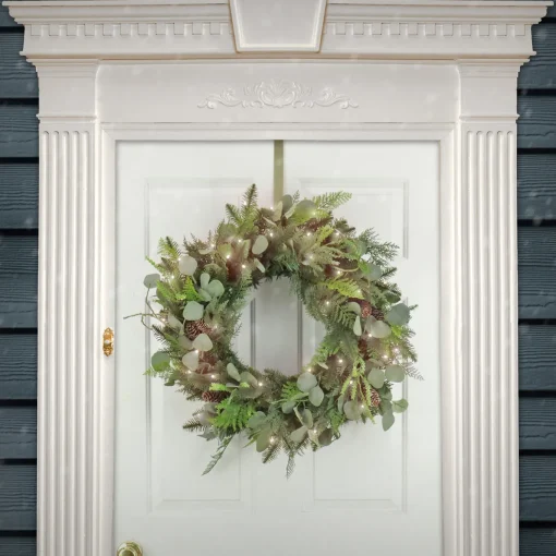 30 in. Pre-Lit North Conway Wreath with Warm White LED Lights