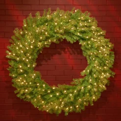 48 in. Pre-Lit Norwood Fir Wreath with Warm White LED Lights