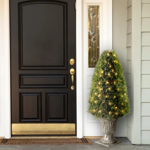 48 in. Pre-Lit Upright Juniper Topiary