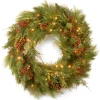 30 in. Pre-Lit White Pine Wreath with Warm White LED Lights