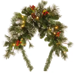 36 in. Pre-Lit Wintry Pine Mailbox Swag with LED Lights