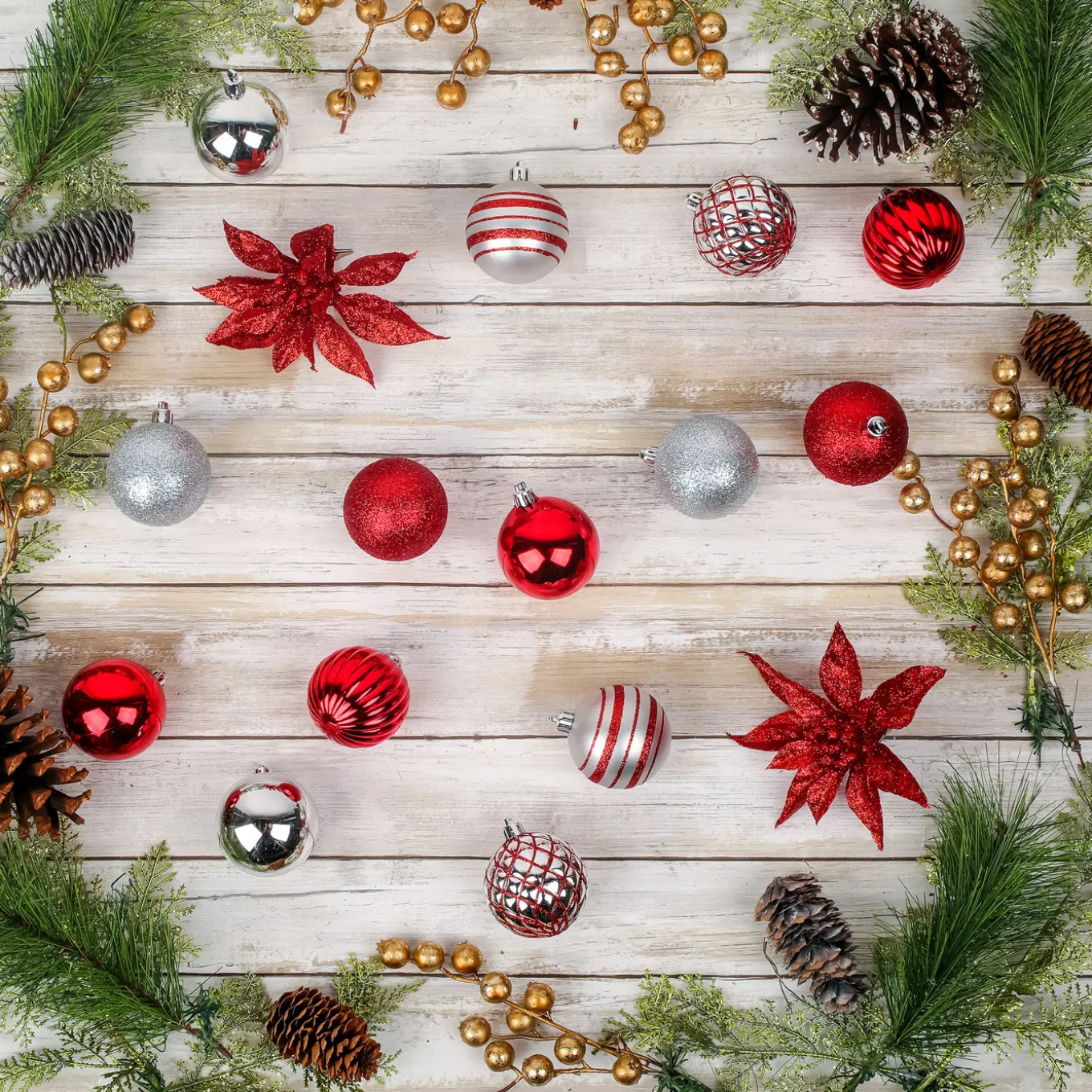 10 in. Red Xmas Ball Set, Shatterproof