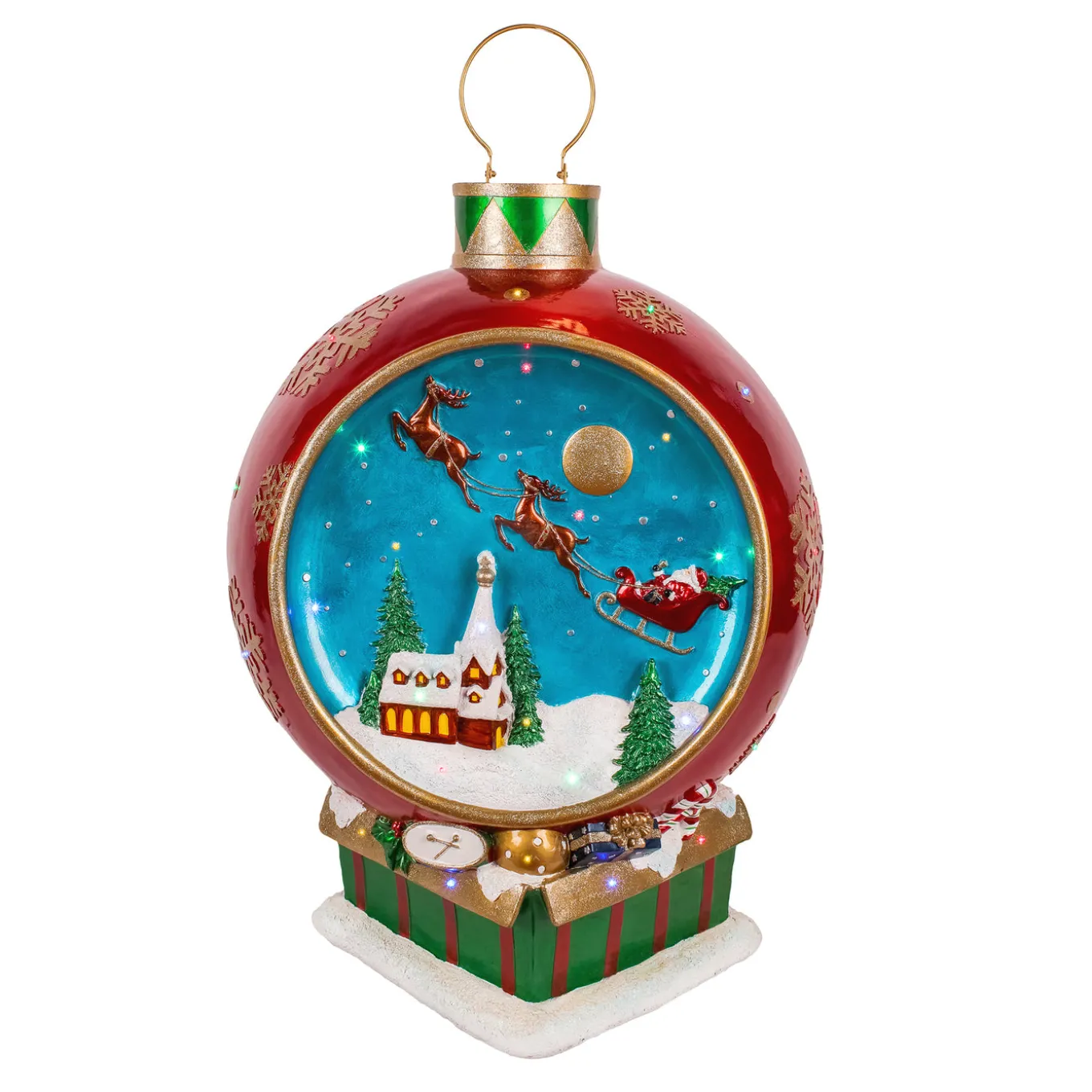 34 in. Santas Sleigh Ornament with Multicolor Lights and Music