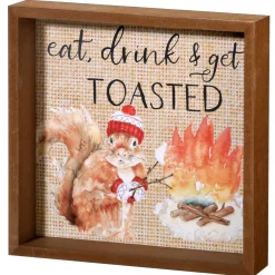 8 in. Shadow Box with Cute Squirrel Hanging Wall Art Fall Decoration