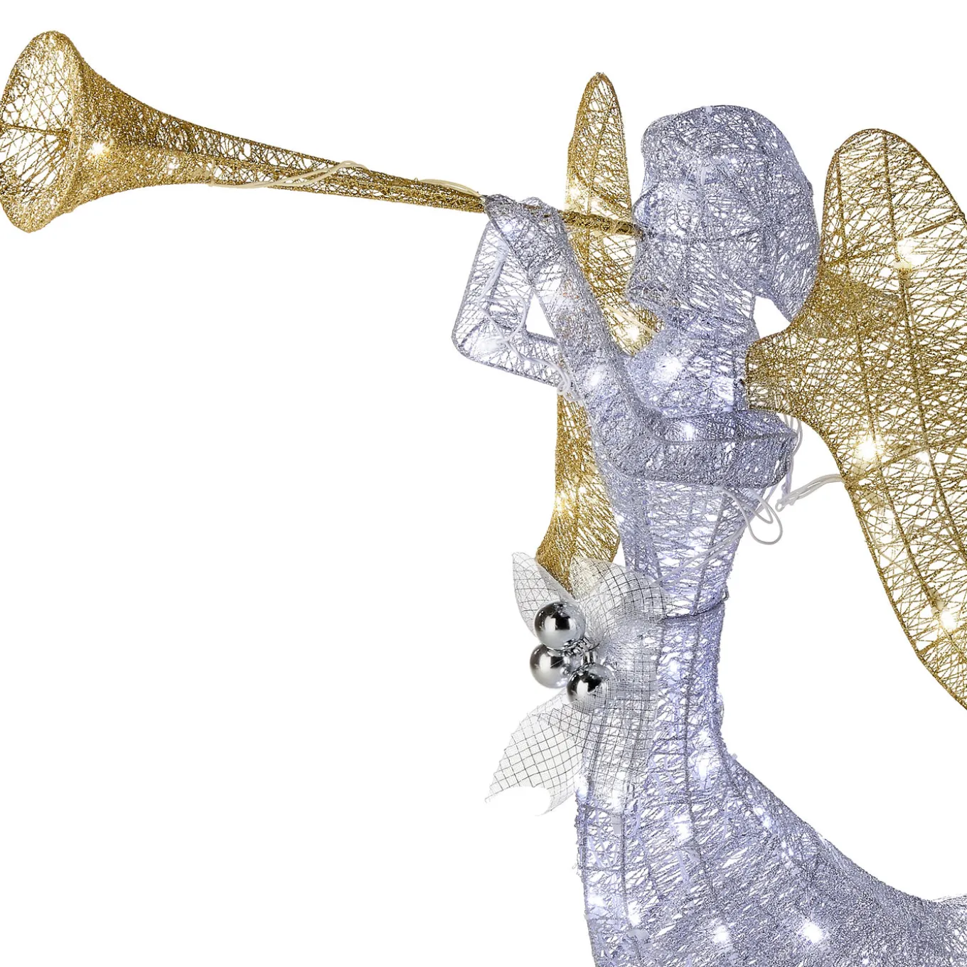 48 in. Silver Angel Decor with White LED Lights