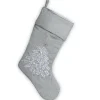19 in. Silver Stocking with Christmas Tree Design