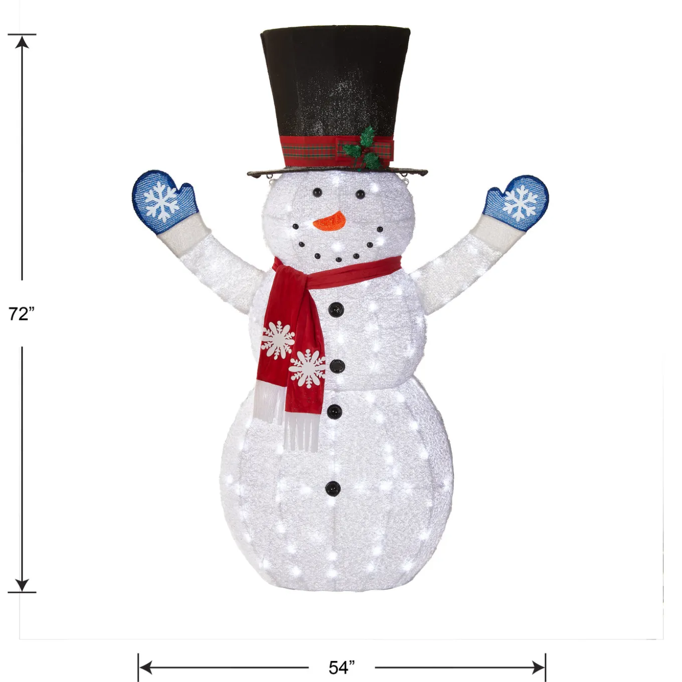 72 in. Snowman Decoration with White LED Lights