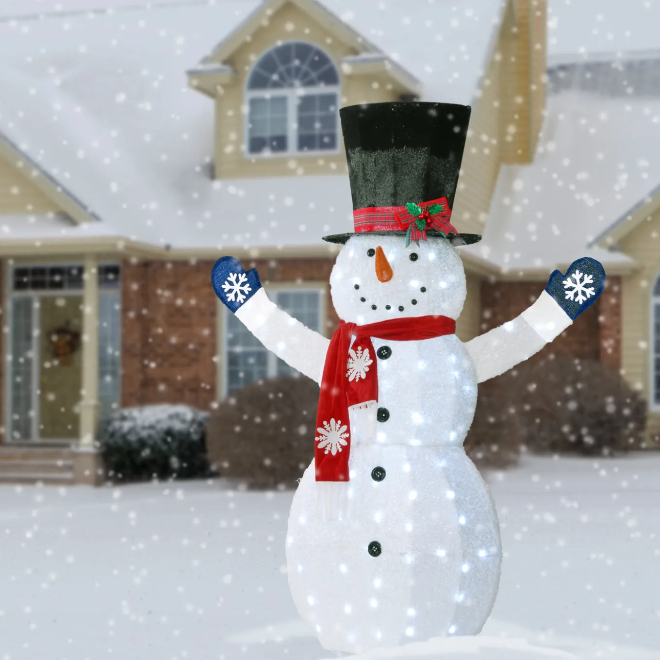 72 in. Snowman Decoration with White LED Lights