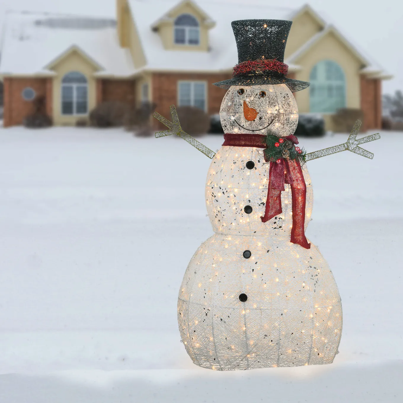 60 in. Snowman Decoration with Warm White LED Lights