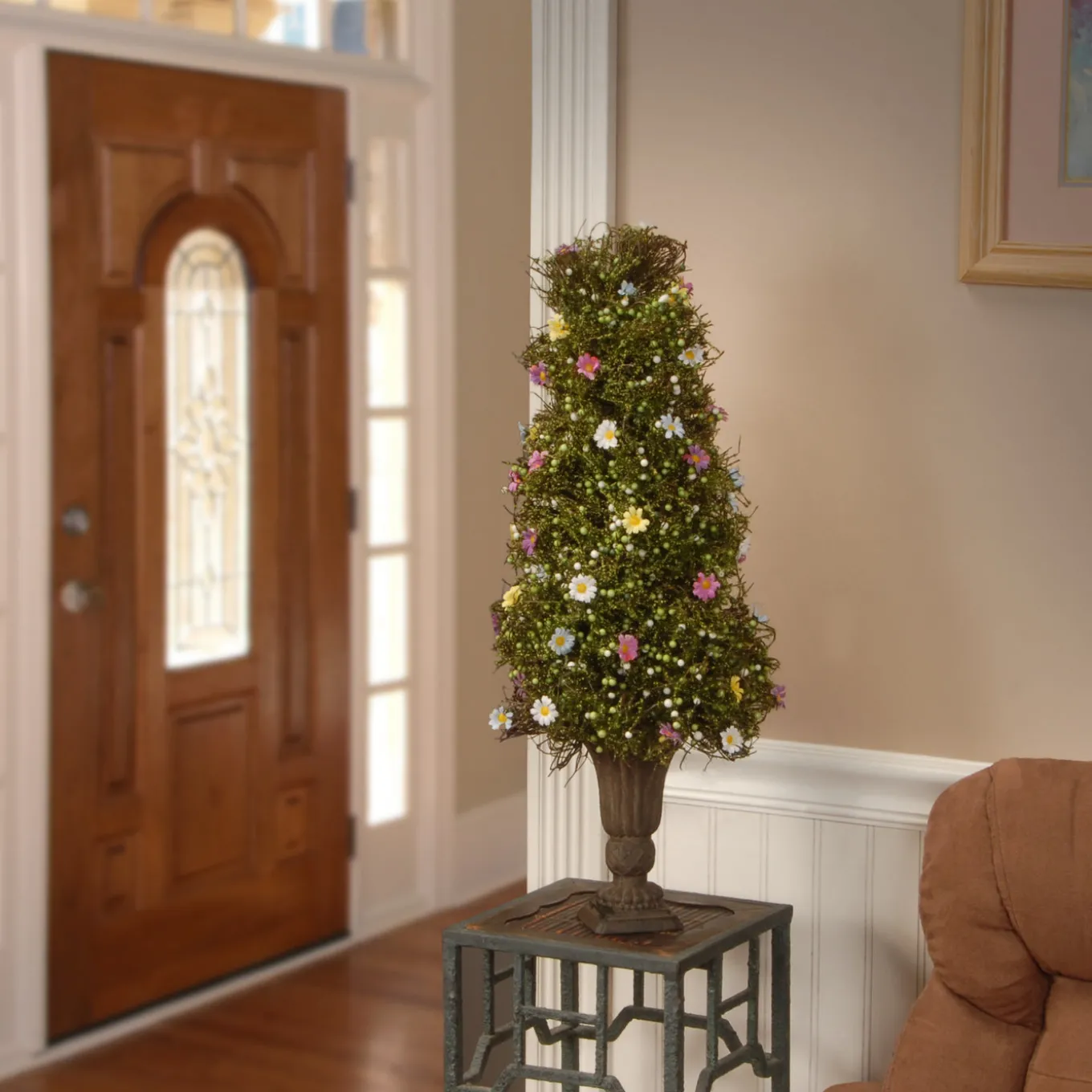 24 in. Spring Floral Decorated Entrance Tree