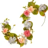 70 in. Spring Garland with Multicolor Hydrangea, Rose and Dahlia Blooms, Berry Clusters, Leafy Greens