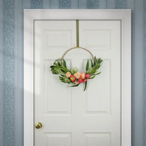 16 in. Spring Hoop Wreath with Eucalyptus and Buttercups