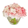 8 in. Spring Pink Hydrangea Bouquet in Glass Vase
