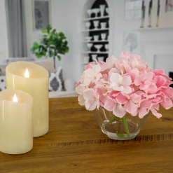 8 in. Spring Pink Hydrangea Bouquet in Glass Vase