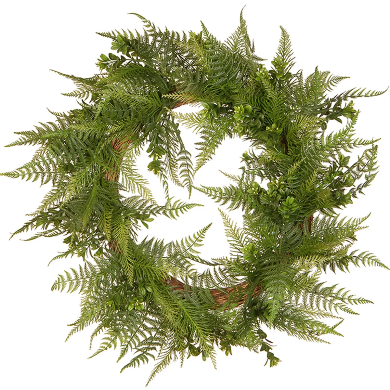 22 in. Spring Wreath with Boston Fern Leaves
