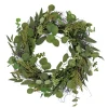 22 in. Spring Wreath with Eucalyptus Leaves, Baby's Breath, Flowing Green Stems