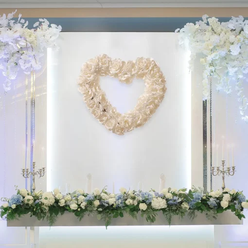 20 in. Valentine's Floral Heart White Roses Wreath