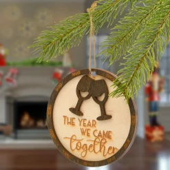 2021 "The Year We Came Together" Wood Christmas Ornament with Hanging Loop, 3 in