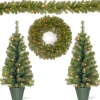 Evergreen Assortment with 2 Entrance Trees, 1 Wreath, 1 Garland