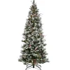 9ft. Pre-Lit Snowy Bedford Pine Hinged Tree with PowerConnect Clear Lights