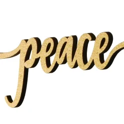 6-Piece Christmas Place Setting Message Decor, Curly Script Writing In Gold, 10 in