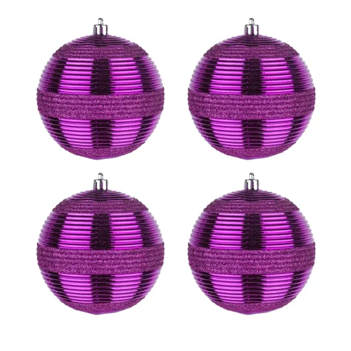 4-Piece Shatterproof Swirling Purple Ornaments