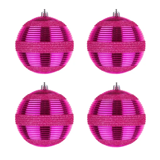 4-Piece Shatterproof Swirling Pink Ornaments