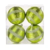 4-Piece Shatterproof Swirling Lime Green Ornaments