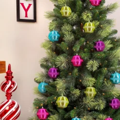 4-Piece Shatterproof Swirling Lime Green Ornaments