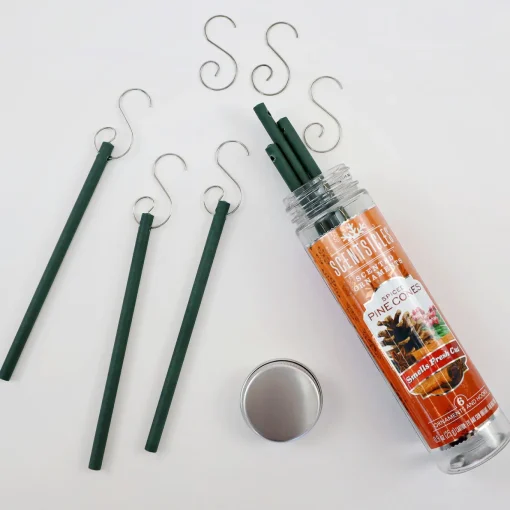 Scented Ornaments, 2-Pack- 6ct Bottle, Spiced Pine Cones, Fragrance-Infused Paper Sticks