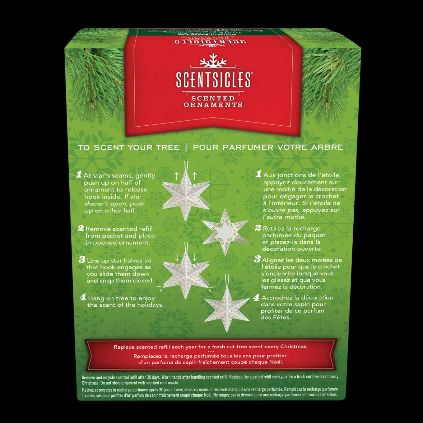 Scentsicles Decorative Ornament, Metal White Star, White Winter Fir with Refill