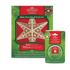 Scentsicles Decorative Ornament, Metal Gold Star, White Winter Fir with Refill