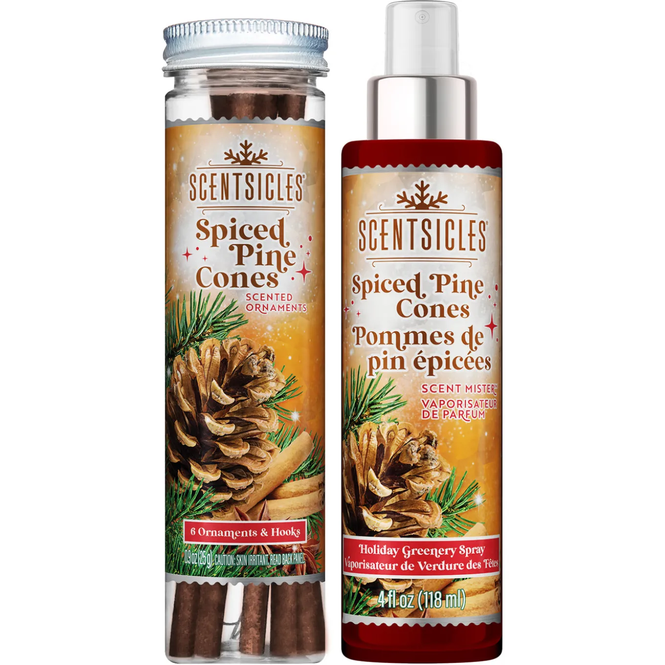 Scentsicles 6pc Stick and Spray Spiced Pine Cones - 2 Pack