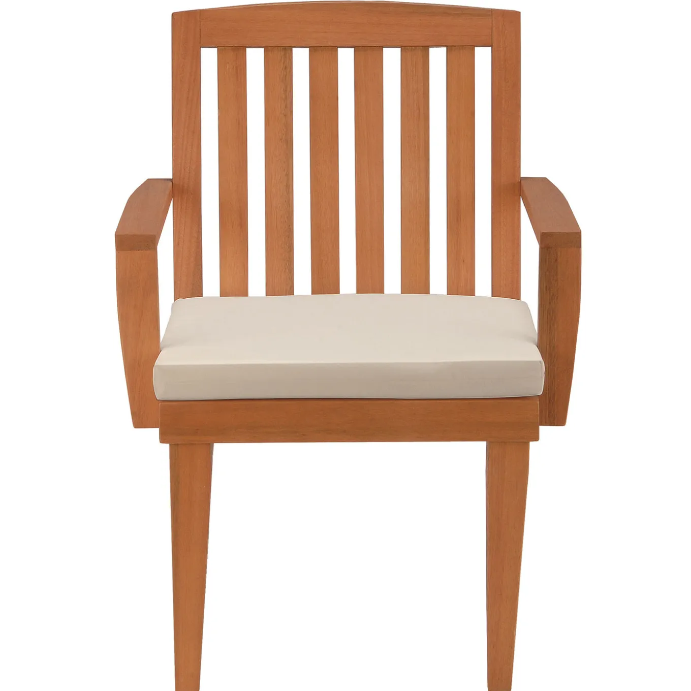 24x26x37 in. Eucalyptus Grandis Wood Dining Armchair, Natural Color with Beige Cushion & Polyester Pad